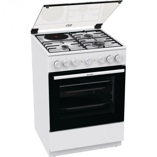 Gorenje GK6B41WD Κουζίνα 71lt με Εστίες Φυσικού Αερίου Π60εκ. Λευκή 740971,9 τρόποι λειτουργίας:AquaClean