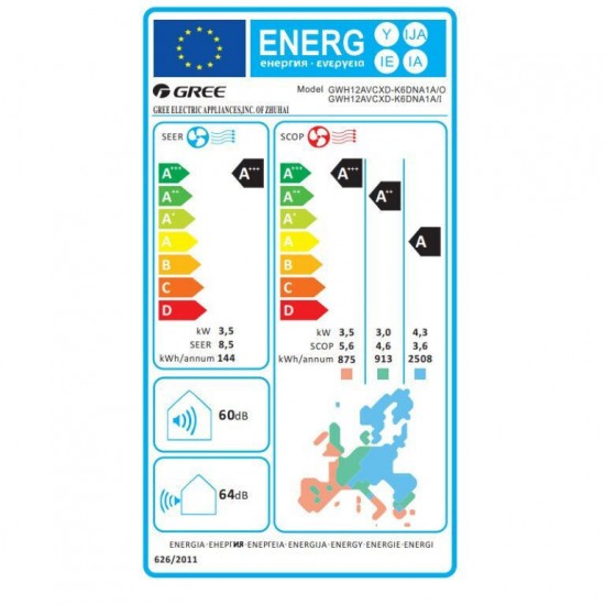 Gree GRC-121QI/KAIW-N5,Airy Noble White , DC Inverter12000 BTU ψυξη A+++/A+++ με Ιονιστή και WiFi Active, Τεχνητή νοηµοσύνη, Τεχνολογία αποστείρωσης UVC, Voice Control,Τεχνολογία Colasma 