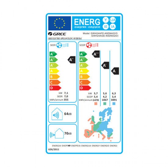 Gree Aura GRC-241QI/KAR-N7 Κλιματιστικό Τοίχου 24.000BTU,Wifi,IFeel,προσταπσία Blue Fin Gree Aura GRC-241QI/KAR-N7 Κλιματιστικό Τοίχου 24.000BTU,Wifi,IFeel,προσταπσία Blue Fin