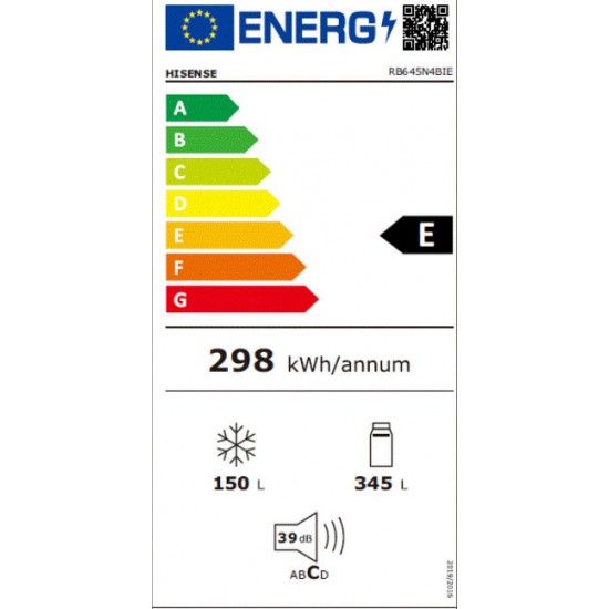 Hisense RB645N4BIE Ψυγειοκαταψύκτης Total No Frost,Full Metal Cooling, Inverter Motorυψ200xπλ70.4xβ69.5cm - 5 ΕΤΗΣ ΕΓΓΥΗΣΗ