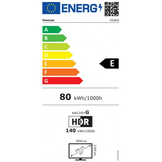 Hisense 65A6Q Smart Τηλεόραση 65" 4K UHD DLED HDR (2025)
