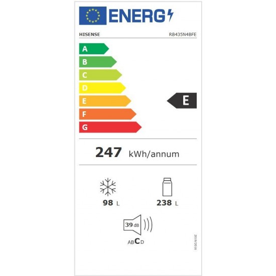 Hisense RB435N4BFE Ψυγειοκαταψύκτης,Μαυρος, 336lt Υ200.4xΠ59.5xΒ59cm,Total Νo Frost,Multi Air Flow Hisense RB435N4BFE Ψυγειοκαταψύκτης,Μαυρος, 336lt Υ200.4xΠ59.5xΒ59cm,Total Νo Frost,Multi Air Flow