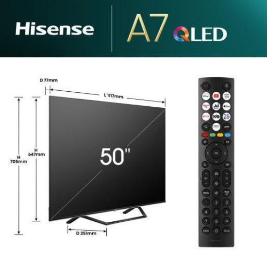 Hisense 50E7NQ Smart Τηλεόραση 50" 4K UHD QLED HDR,φωνητικές εντολές,Quantum-Dot-Color Hisense 50E7NQ Smart Τηλεόραση 50" 4K UHD QLED HDR,φωνητικές εντολές,Quantum-Dot-Color