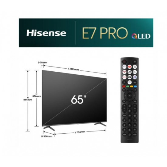 HISENSE 65E7NQ PRO 65" ,HDR technology: 4K HDR Immersive, HDR10+ Adaptive HDR10+, HDR10 HDR HISENSE 65E7NQ PRO 65" ,HDR technology: 4K HDR Immersive, HDR10+ Adaptive HDR10+, HDR10 HDR