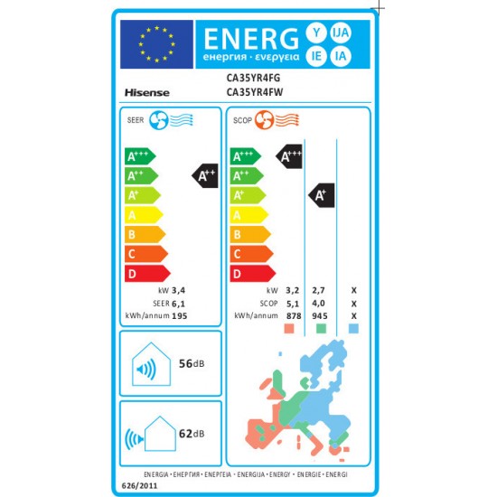 Hisense Easy Smart CA35YR4FG/CA35YR4FW Κλιματιστικό Τοίχου (12.000BTU) Α+++/Α++=10=χρονια  εγγυηση