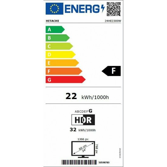 Hitachi 24HE2300W Τηλεόραση 24" LED Smart HD Ready HDR 50Hz White Hitachi 24HE2300W Τηλεόραση 24" LED Smart HD Ready HDR 50Hz White