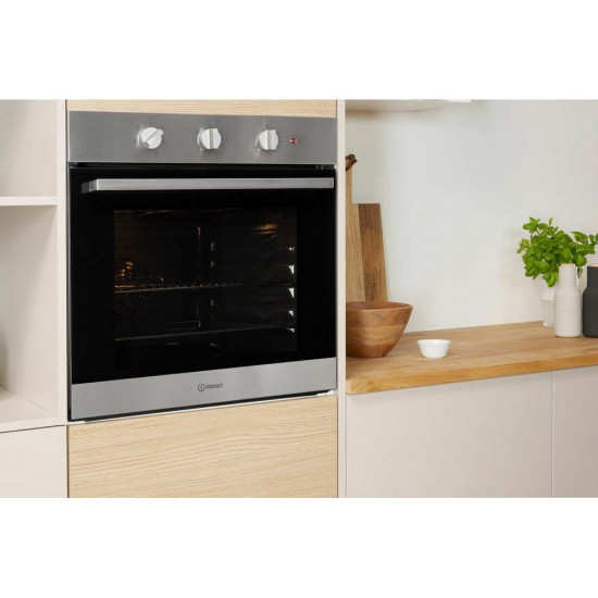 Indesit IFW 6530 IX + RΙ 161 C ΣΕΤ Φούρνος 66lt, Τρόποι Ψησ.5, Διακόπτες Σταθεροί, με Κεραμικές Εστίες ,Inox 