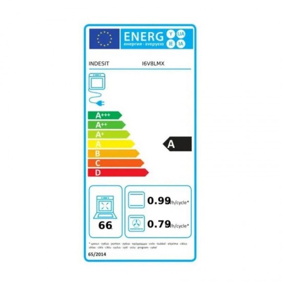 Indesit I6V8LMX Κουζίνα 66lt με Κεραμικές Εστίες Π60cm Inox 8 τρόπους λειτουργίας,με υδρόλυση