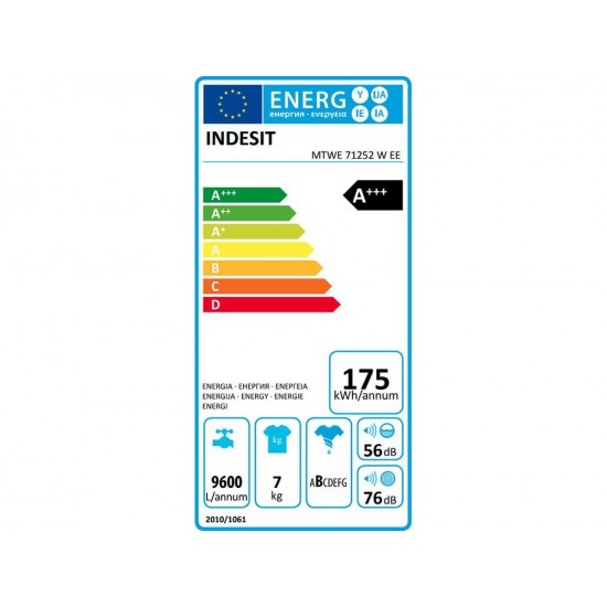 Indesit MTWE 71252 W EE Πλυντήριο Ρούχων (7kg) 1200rpm Α+++ Indesit MTWE 71252 W EE Πλυντήριο Ρούχων (7kg) 1200rpm Α+++