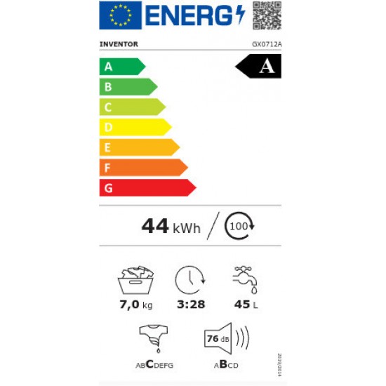 Inventor GX0712A Πλυντήριο Ρούχων 7kg 1200 Στροφών ,BLDC Inverter Μοτέρ, πλυσηση με Ατμό Inventor GX0712A Πλυντήριο Ρούχων 7kg 1200 Στροφών ,BLDC Inverter Μοτέρ, πλυσηση με Ατμό