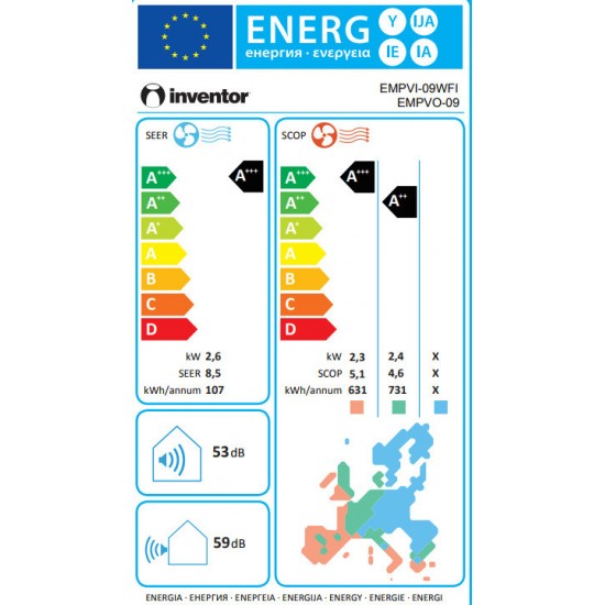 Inventor Emperor EMPVI-09WFI/EMPVO-09 Κλιματιστικό Inverter 9000 BTU Α+++/Α+++ με Ιονιστή και WiFi Inventor Emperor EMPVI-09WFI/EMPVO-09 Κλιματιστικό Inverter 9000 BTU Α+++/Α+++ με Ιονιστή και WiFi