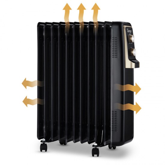 Izzy IZ-9029 Καλοριφέρ Λαδιού με 11 Φέτες ,1000W-1500W-2500W,5 κανάλια λαδιού για ταχεία θέρμανση