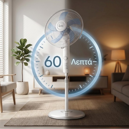 Izzy IZ-9020+ Ανεμιστήρας Ορθοστάτης 70W Διαμέτρου 40cm Λευκός ,Μεγάλη διάμετρος 16’’(40εκ.) • 5 πτερύγια ,Χρονοδιακόπτης 60 λεπτών Izzy IZ-9020+ Ανεμιστήρας Ορθοστάτης 70W Διαμέτρου 40cm Λευκός ,Μεγάλη διάμετρος 16’’(40εκ.) • 5 πτερύγια ,Χρονοδιακόπτης 60 λεπτών