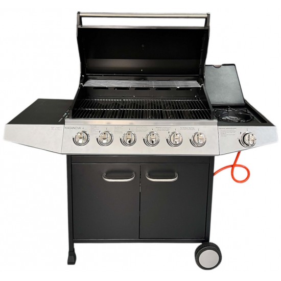 Kasanova KS14050  Φορητή Ψησταριά Υγραερίου με 6+1 Εστίες και Πλαϊνό Μάτι ,διαστάσεις: 140 x 59 x 107.5 εκ.