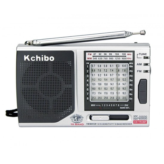 Kchibo,ΚΚ-9803,Ραδιόφωνο Αναλογικό μπαταρίας,παγκοσμίου λήψεως (10 band)