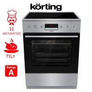 Korting KEC6C60XPC Κουζίνα 71lt με (5)Κεραμικές Εστίες Π60εκ. Inox  ,11 προγράμματα λειτουργίας,Βυθιζόμενοι διακόπτες,soft close