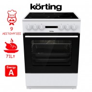 Korting KEC6A40WG Κουζίνα 71lt με Κεραμικές Εστίες Π60cm Λευκή,Υδρόλυση