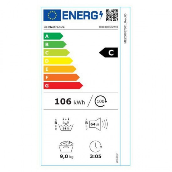 LG RHX1009NWH Στεγνωτήριο 9kg Υβριδικό με Αντλία Θερμότητας ,Γρήγορο 30  • Smart DiagnosisTM/ ThinQ -Wi-Fi/ Smart   Pairing