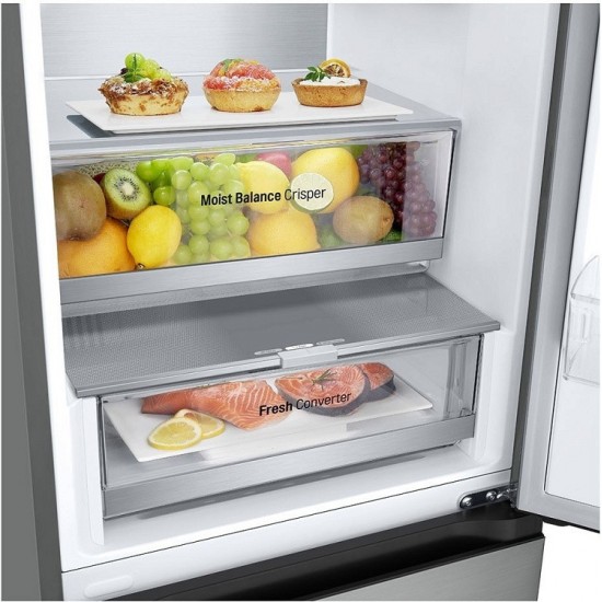 LG GBV5240DPY Ψυγειοκαταψύκτης,387λ,Smart Inverter Compressor ,FRESH Converter ,Χρώμα  ΑΣΗΜΙ
