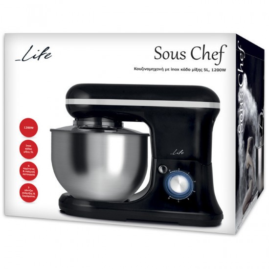 Life Sous Chef KM-001 Κουζινομηχανή 1200W με Ανοξείδωτο Κάδο 5lt Life Sous Chef KM-001 Κουζινομηχανή 1200W με Ανοξείδωτο Κάδο 5lt