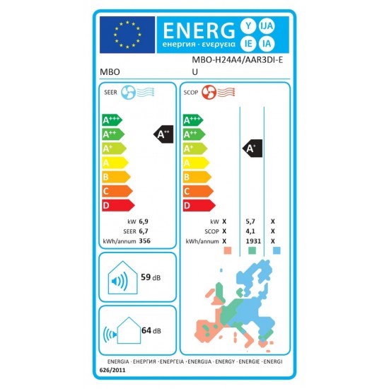 MBO MBO-H24A4/AAR3DI-EU 24000BTU INVERTER,Α++,Α+ MBO MBO-H24A4/AAR3DI-EU 24000BTU INVERTER,Α++,Α+