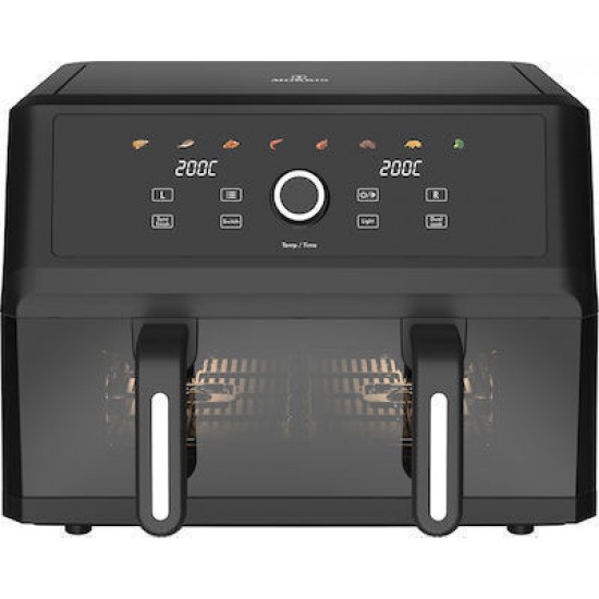 Morris MAF-1106c XXXL Dual-Single Zone Φριτέζα Αέρος με Διπλό Αποσπώμενο Κάδο 10.4lt Μαύρη