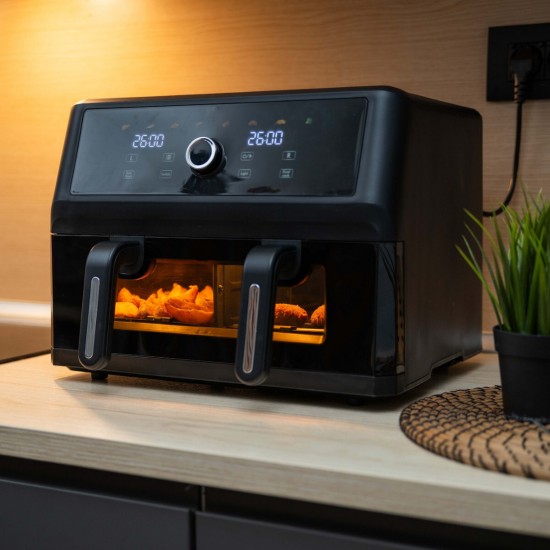 Morris MAF-1106c XXXL Dual-Single Zone Φριτέζα Αέρος με Διπλό Αποσπώμενο Κάδο 10.4lt Μαύρη