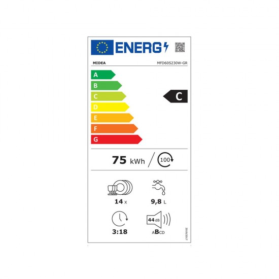Midea MFD60S230W-GR Πλυντήριο Πιάτων (60cm) 14 Σερβίτσιων Λευκό Midea MFD60S230W-GR Πλυντήριο Πιάτων (60cm) 14 Σερβίτσιων Λευκό