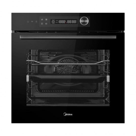Midea MBO7NP30E4-BK ,16 λειτουργίες φούρνου,AirFry,A++,Φούρνου (Λίτρα): 72,Smart Home App ,Forced cooling system,Πυρόλυση / Υδρόλυση,Τηλεσκοπικός μηχανισμός 