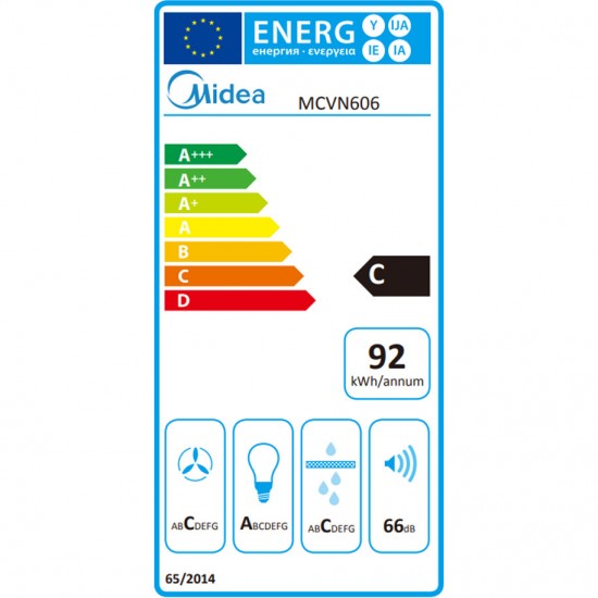 Midea MCVN606 Απορροφητήρας Καμινάδα-Τζάκι 60cm ,Μαύρο Γυαλί ,Ογκος αέρα (m3/h) : 630 Midea MCVN606 Απορροφητήρας Καμινάδα-Τζάκι 60cm ,Μαύρο Γυαλί ,Ογκος αέρα (m3/h) : 630