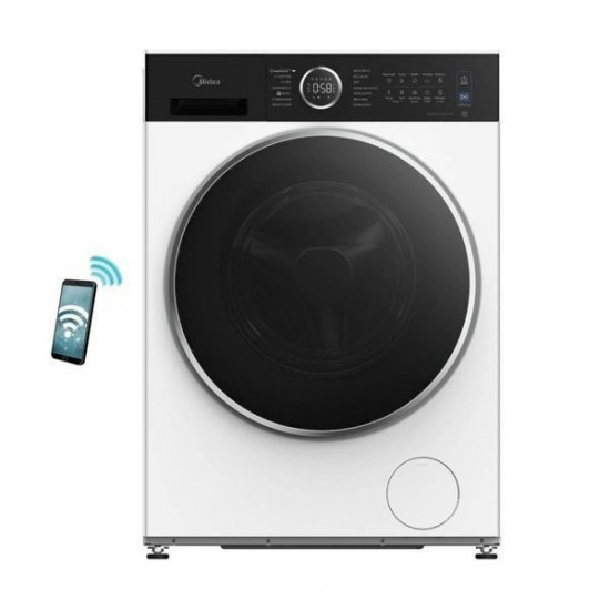 Midea MF205W90BA30/W-GR Πλυντήριο Ρούχων 9kg 1400 Στροφών,Μοτέρ BLDC, A-30%,PowerMix, Turbo Wash και HealthGuard  Wi-Fi  MSmartHome.