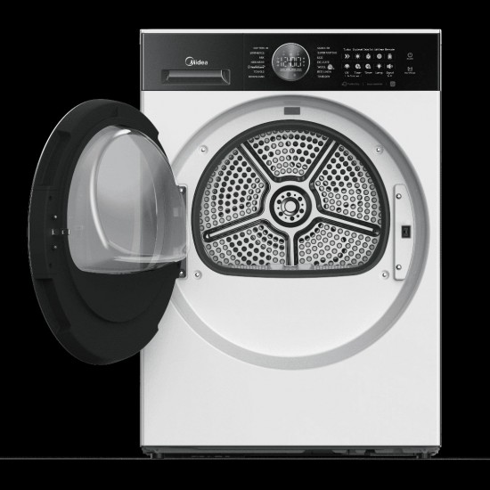 Midea MD210H100BWW,10 kg με αντλία θερμότητας,Α+++,Dual Inverter,Λειτουργία Turbo,Απολύμανση UV
