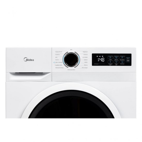 Midea MF110W100BA10/W-GR Πλυντήριο 10kg, με ατμό,1400 Στροφών,BLDC Inverter μοτέρ , Α-10%,Γρήγορη Πλύσης 15' & 45'