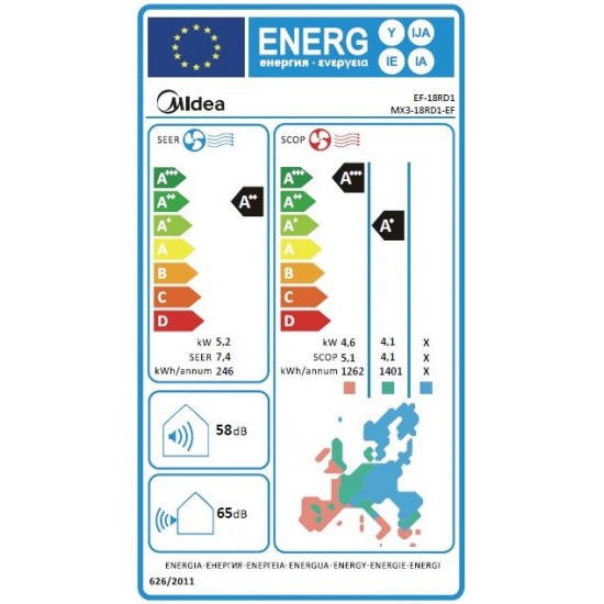 MIDEA MX3/EF-18RD1 Solunar ,18000btu ,Inverter ,Α++ ,Α+++ MIDEA MX3/EF-18RD1 Solunar ,18000btu ,Inverter ,Α++ ,Α+++