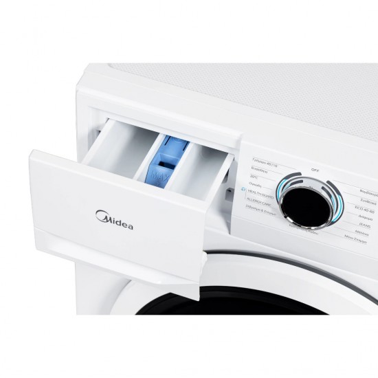 Midea MF110W100BA10/W-GR Πλυντήριο 10kg, με ατμό,1400 Στροφών,BLDC Inverter μοτέρ , Α-10%,Γρήγορη Πλύσης 15' & 45'