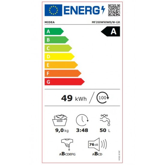 Midea MF200W90WB/W-GR Πλυντήριο Ρούχων (9kg) 1400 rpm,BLDC Inverter Quattro Μοτέρ με 10 Χρόνια Εγγύηση (Brushless DC),Τεχνολογία Health Guard (Steam Care μέχρι 99% αποστείρωση, Allergy Care & Auto Clean) Midea MF200W90WB/W-GR Πλυντήριο Ρούχων (9kg) 1400 rpm,BLDC Inverter Quattro Μοτέρ με 10 Χρόνια Εγγύηση (Brushless DC),Τεχνολογία Health Guard (Steam Care μέχρι 99% αποστείρωση, Allergy Care & Auto Clean)