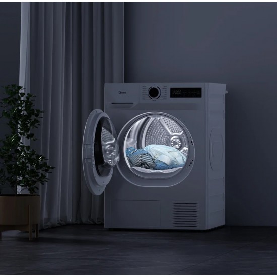 Midea MD110H80D/W-GR,Στεγνωτήριο Ρούχων ,8 κιλα,,15 + 6 Λειτουργίες,,Α++,Μοτέρ Universal,(Ηealth Guard)