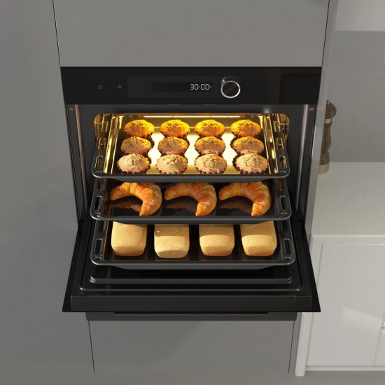 Midea MBO7NP30E4-BK ,16 λειτουργίες φούρνου,AirFry,A++,Φούρνου (Λίτρα): 72,Smart Home App ,Forced cooling system,Πυρόλυση / Υδρόλυση,Τηλεσκοπικός μηχανισμός 
