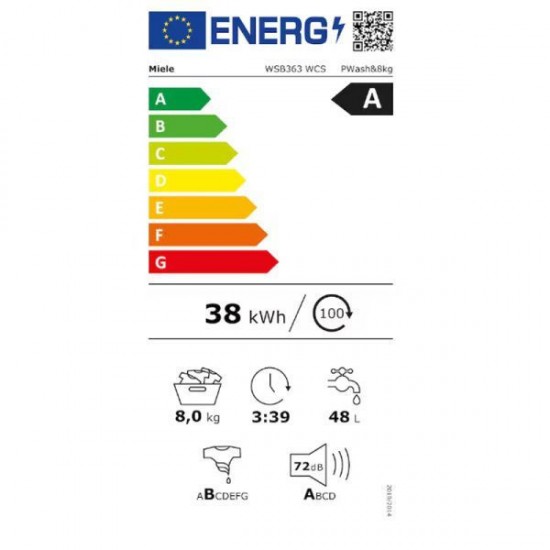 Miele WSB363 WCS PWash Πλυντήριο Ρούχων 8kg 1400 Στροφών ,QuickPowerWash.,Miele@home ,A-20% Miele WSB363 WCS PWash Πλυντήριο Ρούχων 8kg 1400 Στροφών ,QuickPowerWash.,Miele@home ,A-20%