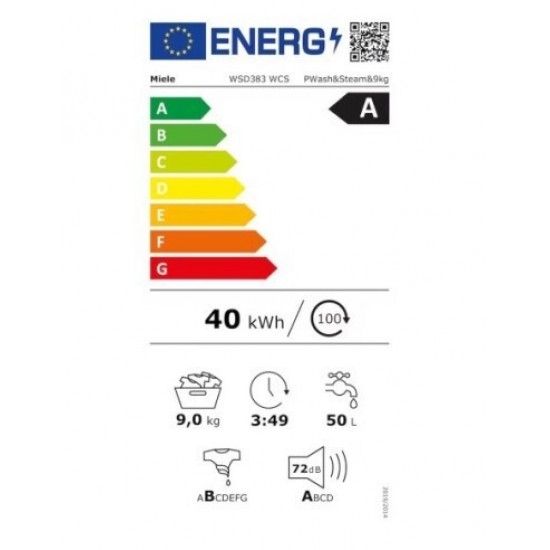 Miele WSD383WCS PWash&Steam Πλυντήριο Ρούχων 9kg με Λειτουργία Ατμού ,A 20%,Miele@home ,QuickPowerWash:, Miele WSD383WCS PWash&Steam Πλυντήριο Ρούχων 9kg με Λειτουργία Ατμού ,A 20%,Miele@home ,QuickPowerWash:,