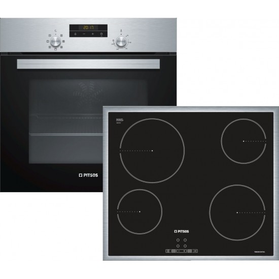 Pitsos PH10M40X2 + CRE645S06 Φούρνος 66lt με Κεραμικές Εστίες Π60cm Inox,ThermoFlow:,Βυθιζόμενοι διακόπτες Pitsos PH10M40X2 + CRE645S06 Φούρνος 66lt με Κεραμικές Εστίες Π60cm Inox,ThermoFlow:,Βυθιζόμενοι διακόπτες