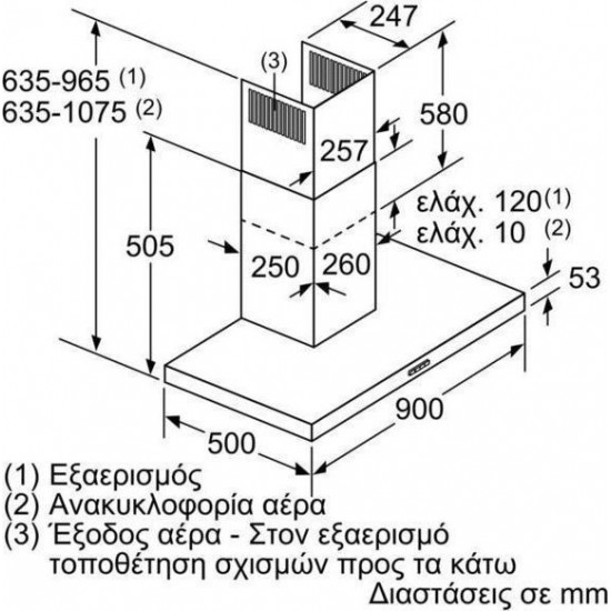 Pitsos PTK9E65G Aπορροφητήρας Tζάκι (90cm) Ιnox