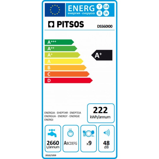 Pitsos DSS60I00 Πλυντήριο Πιάτων (45cm) 9 Σερβίτσιων Inox Α+,6 προγράμματα,Eco Motor BLDC Pitsos DSS60I00 Πλυντήριο Πιάτων (45cm) 9 Σερβίτσιων Inox Α+,6 προγράμματα,Eco Motor BLDC