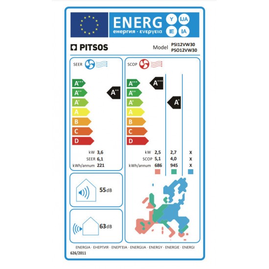 Pitsos PSI12VW32/PSO12VW32 Κλιματιστικό Inverter 12000 BTU A++/A+++ με Ιονιστή ,Τεχνολογία Home Connec,-10-χρονια εγγυηση Pitsos PSI12VW32/PSO12VW32 Κλιματιστικό Inverter 12000 BTU A++/A+++ με Ιονιστή ,Τεχνολογία Home Connec,-10-χρονια εγγυηση