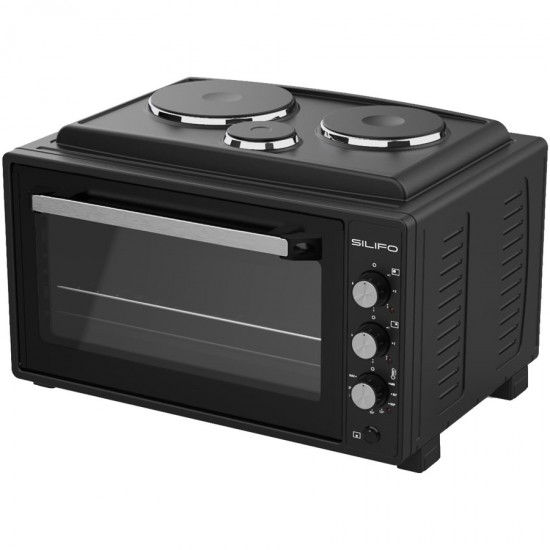 Princess MOV45L Ηλεκτρικό Φουρνάκι 45lt με 3 Εστίες και Grill ,(M) Ισχύς: 2.950W ,Λειτουργία θερμού αέρα,Λειτουργιών Ψησίματος: 6