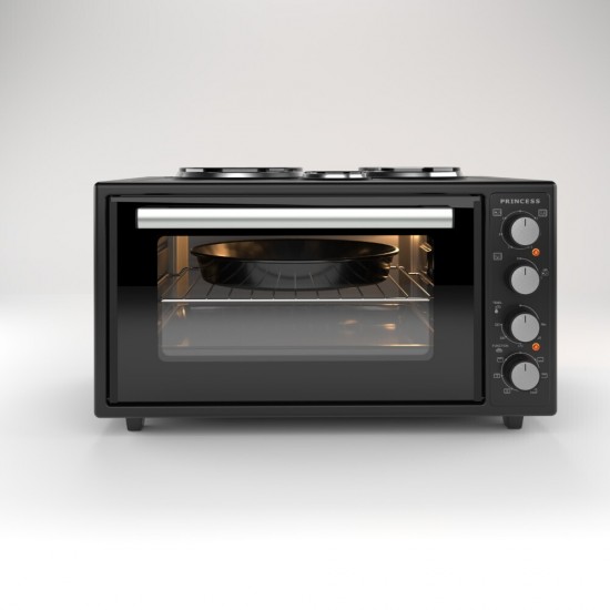 Princess MOV45L Ηλεκτρικό Φουρνάκι 45lt με 3 Εστίες και Grill ,(M) Ισχύς: 2.950W ,Λειτουργία θερμού αέρα,Λειτουργιών Ψησίματος: 6