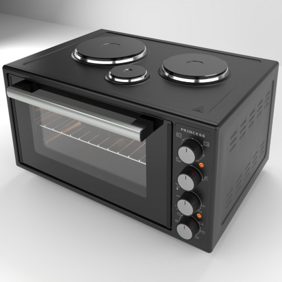 Princess MOV45L Ηλεκτρικό Φουρνάκι 45lt με 3 Εστίες και Grill ,(M) Ισχύς: 2.950W ,Λειτουργία θερμού αέρα,Λειτουργιών Ψησίματος: 6