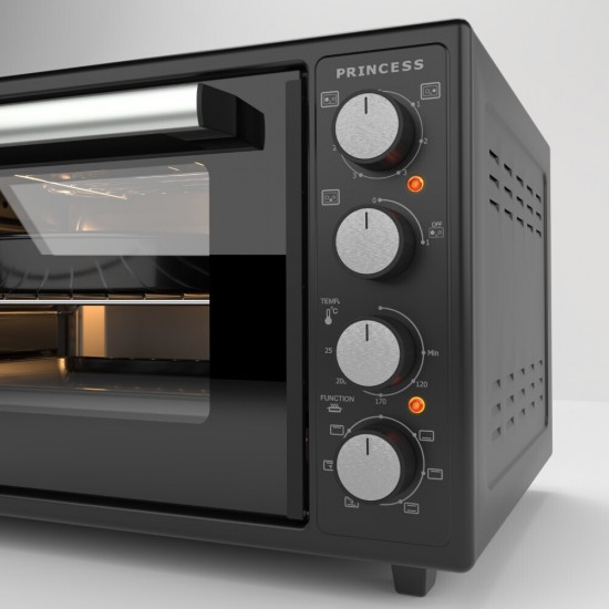 Princess MOV45L Ηλεκτρικό Φουρνάκι 45lt με 3 Εστίες και Grill ,(M) Ισχύς: 2.950W ,Λειτουργία θερμού αέρα,Λειτουργιών Ψησίματος: 6