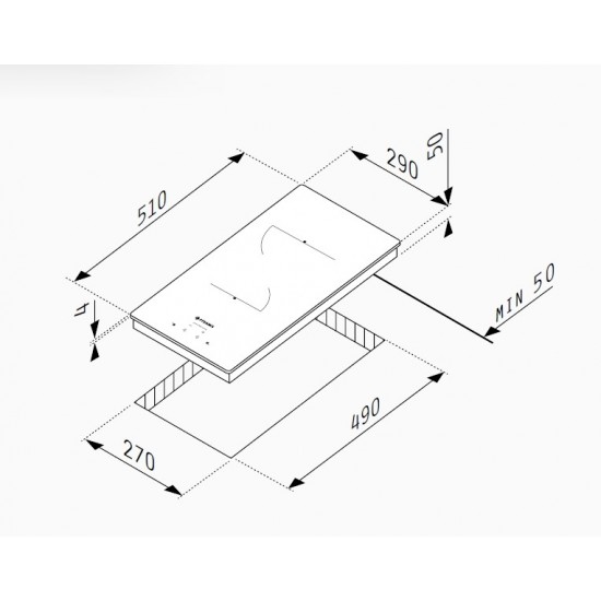 Pyramis PHC31210FMB Αυτόνομη Κεραμική Εστία Domino,2 Ζώνες highlights ∅18cm – 1800W, ∅14,5cm – 1200W