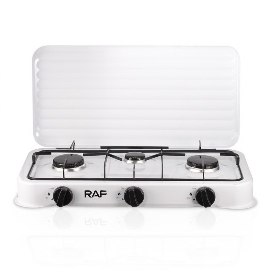 Raf R-8035  Επιτραπέζια Εστία Υγραερίου Τριπλή Λευκή ,8,8kw   διαστασεις: 53χ26χ32cm 